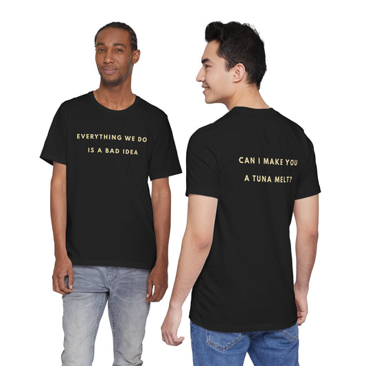 "Can I make you a tuna melt?" Front & Back Hockey Romance T-Shirt – Gift